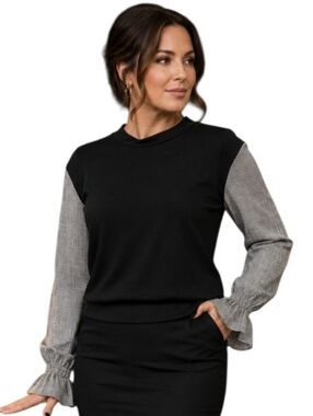 Design Lab Lord & Taylor Twofer Ruffle Sleeve Sweater Top Blouse Sz Med Academia